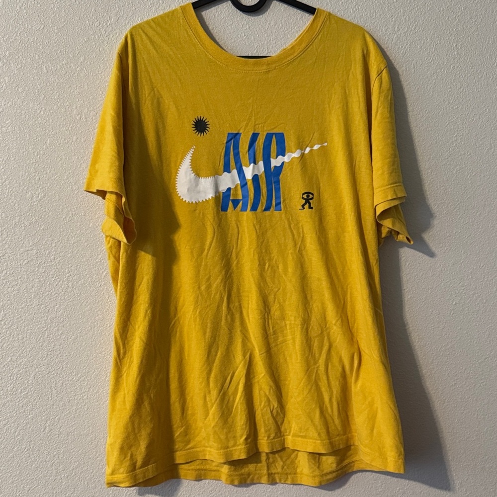 Nike Air Yellow T-Shirt with Blue Graphic